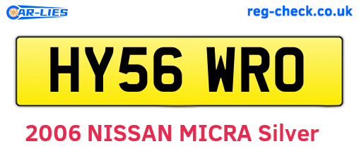 HY56WRO are the vehicle registration plates.