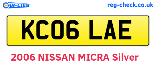 KC06LAE are the vehicle registration plates.
