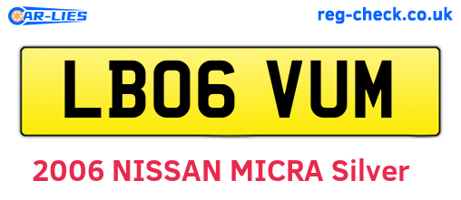 LB06VUM are the vehicle registration plates.