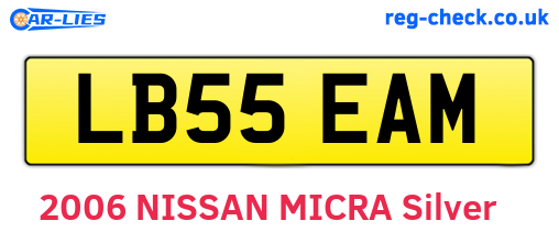 LB55EAM are the vehicle registration plates.