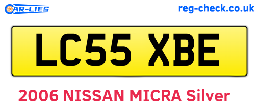 LC55XBE are the vehicle registration plates.