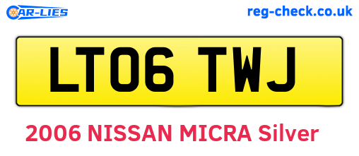 LT06TWJ are the vehicle registration plates.