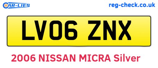 LV06ZNX are the vehicle registration plates.