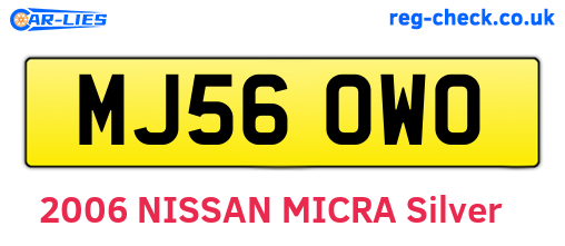 MJ56OWO are the vehicle registration plates.