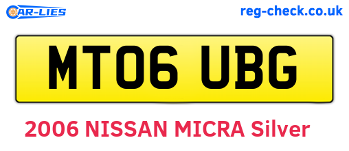MT06UBG are the vehicle registration plates.
