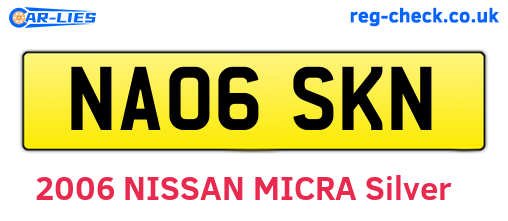 NA06SKN are the vehicle registration plates.