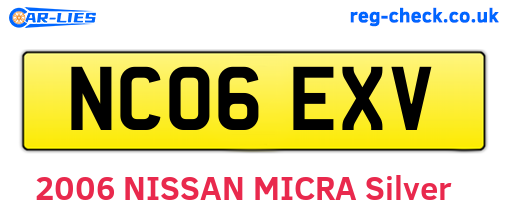 NC06EXV are the vehicle registration plates.