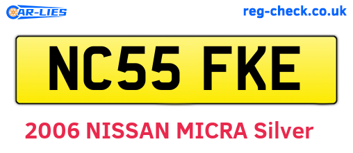 NC55FKE are the vehicle registration plates.