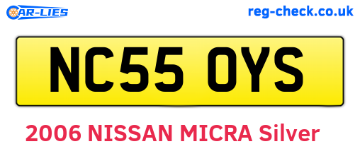 NC55OYS are the vehicle registration plates.