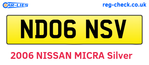 ND06NSV are the vehicle registration plates.