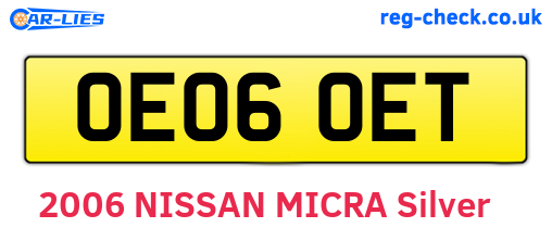OE06OET are the vehicle registration plates.