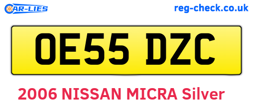 OE55DZC are the vehicle registration plates.