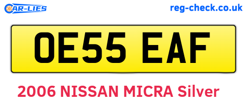 OE55EAF are the vehicle registration plates.