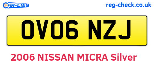 OV06NZJ are the vehicle registration plates.