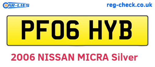 PF06HYB are the vehicle registration plates.