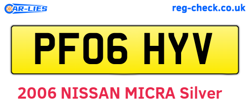 PF06HYV are the vehicle registration plates.
