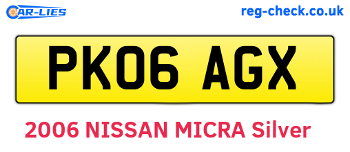 PK06AGX are the vehicle registration plates.