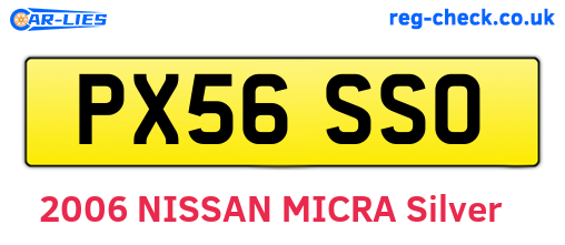 PX56SSO are the vehicle registration plates.