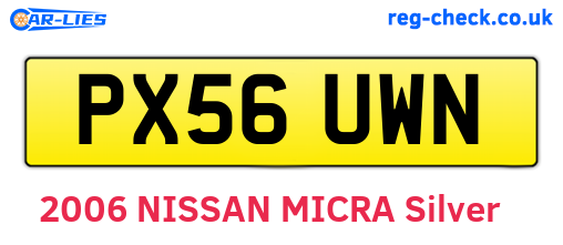 PX56UWN are the vehicle registration plates.