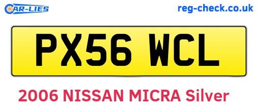 PX56WCL are the vehicle registration plates.