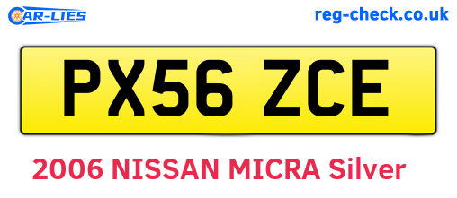 PX56ZCE are the vehicle registration plates.