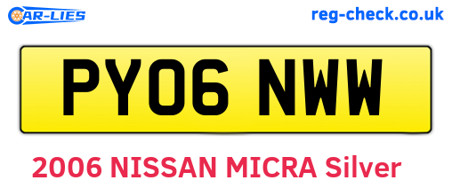 PY06NWW are the vehicle registration plates.