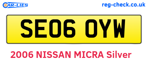 SE06OYW are the vehicle registration plates.