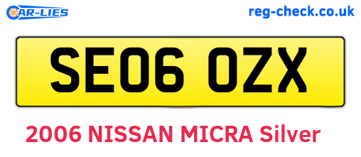 SE06OZX are the vehicle registration plates.
