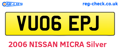 VU06EPJ are the vehicle registration plates.