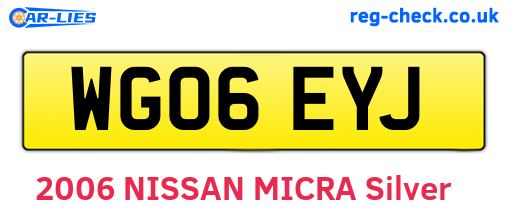 WG06EYJ are the vehicle registration plates.