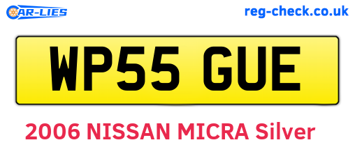 WP55GUE are the vehicle registration plates.