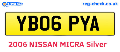 YB06PYA are the vehicle registration plates.