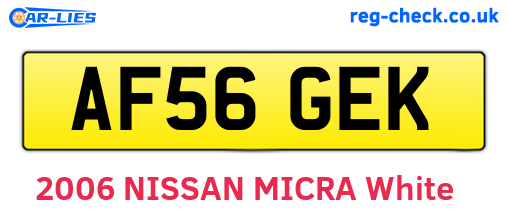 AF56GEK are the vehicle registration plates.