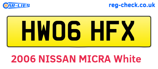 HW06HFX are the vehicle registration plates.