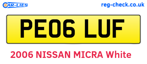 PE06LUF are the vehicle registration plates.