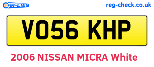 VO56KHP are the vehicle registration plates.