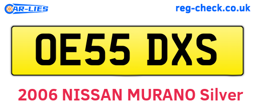 OE55DXS are the vehicle registration plates.