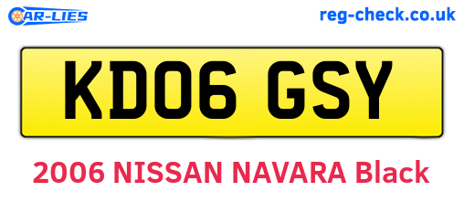 KD06GSY are the vehicle registration plates.