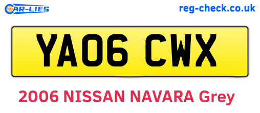 YA06CWX are the vehicle registration plates.