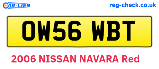 OW56WBT are the vehicle registration plates.