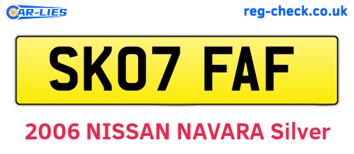 SK07FAF are the vehicle registration plates.