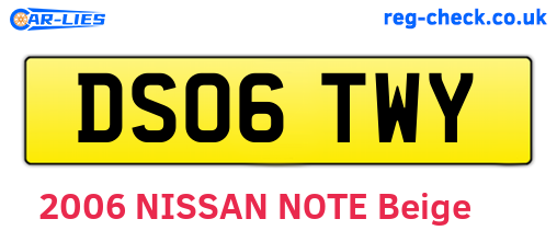 DS06TWY are the vehicle registration plates.
