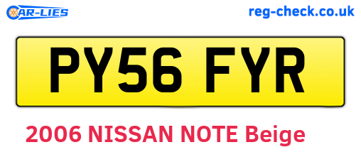 PY56FYR are the vehicle registration plates.
