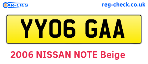 YY06GAA are the vehicle registration plates.