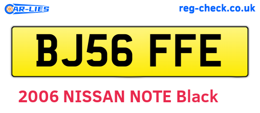 BJ56FFE are the vehicle registration plates.