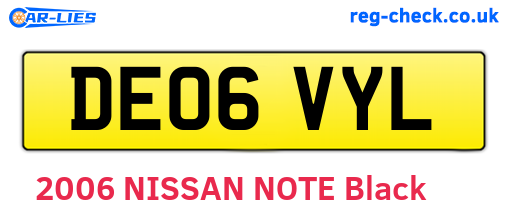 DE06VYL are the vehicle registration plates.