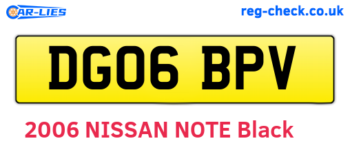 DG06BPV are the vehicle registration plates.