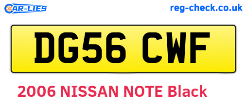 DG56CWF are the vehicle registration plates.
