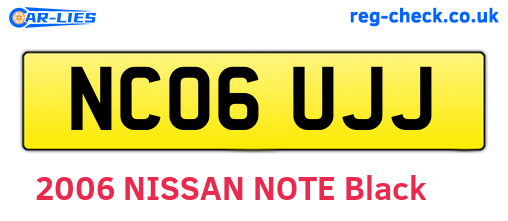 NC06UJJ are the vehicle registration plates.