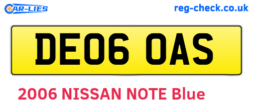 DE06OAS are the vehicle registration plates.